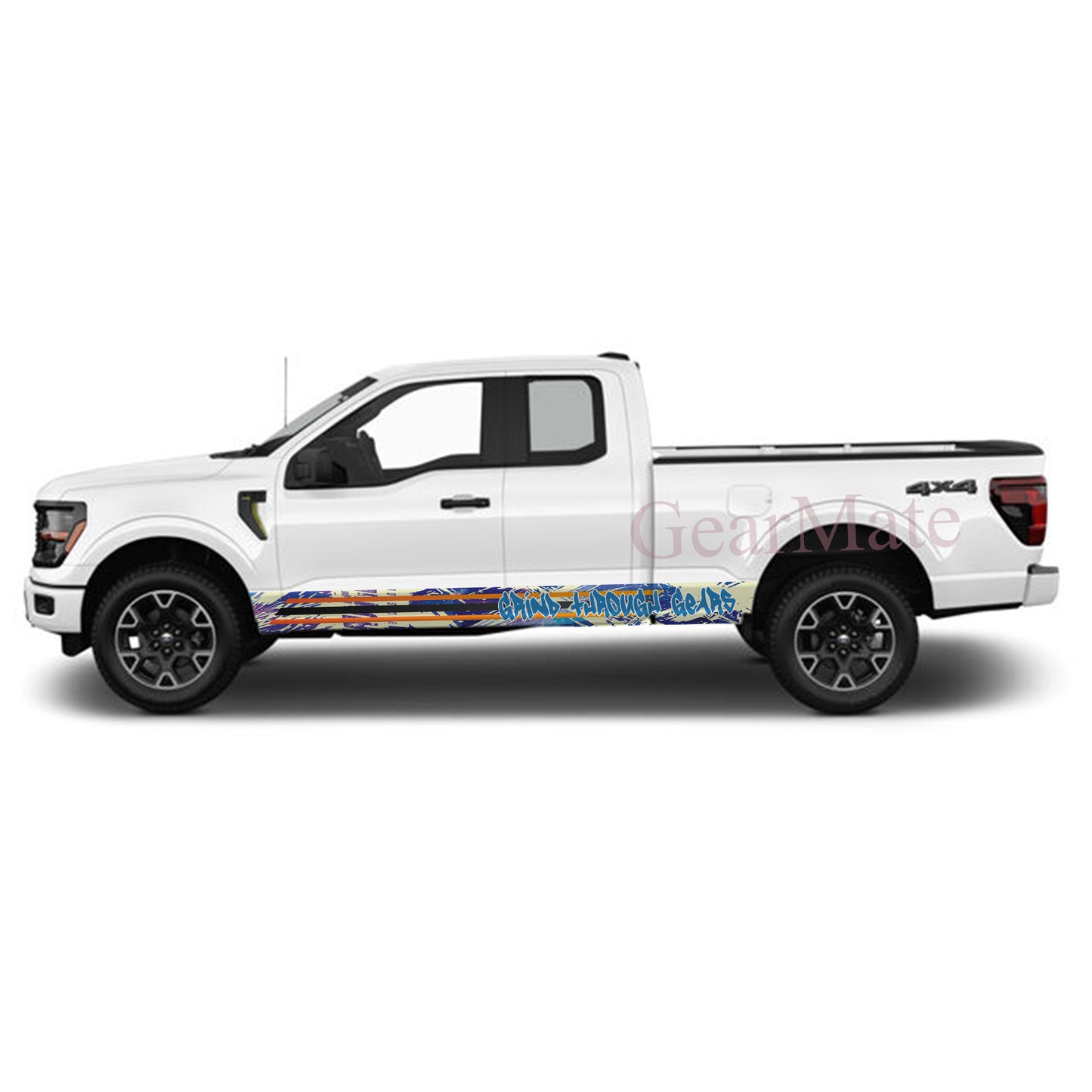 Grind Through Gears Rocker Panel Graphic Decal Kit (Left & Right Sides) - High Quality Vinyl for Trucks & SUVs
