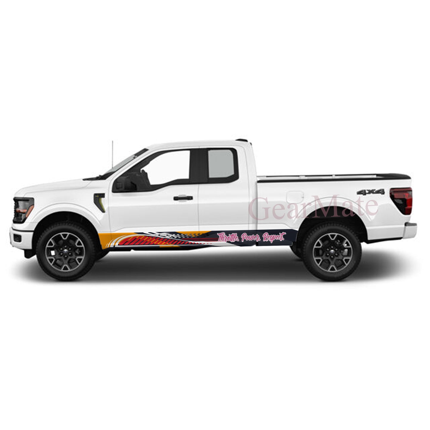 Throttle Power Respect Rocker Panel Graphic Decal Kit (Left & Right Sides) - High Quality Vinyl for Trucks & SUVs