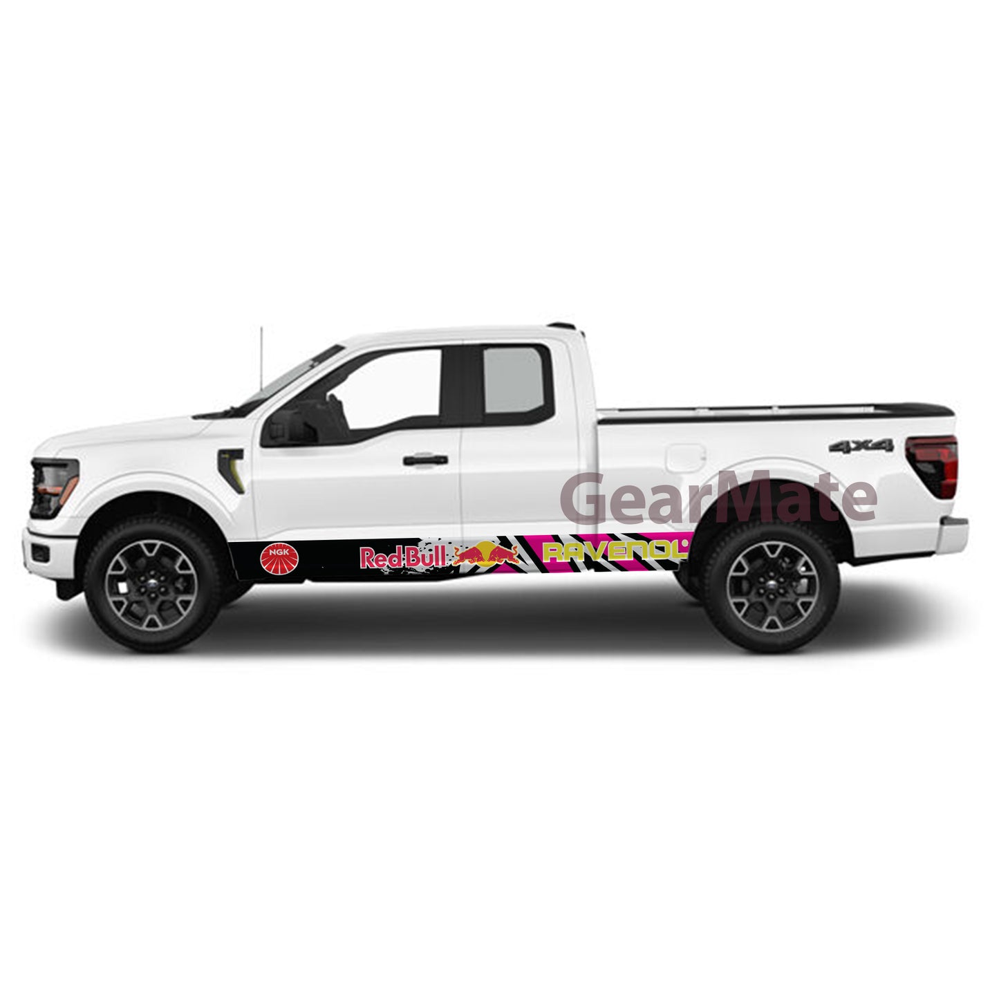 Speed Meets Style Red Bull Rocker Panel Graphic Decal Kit (Left & Right Sides) - High Quality Vinyl for Trucks & SUVs