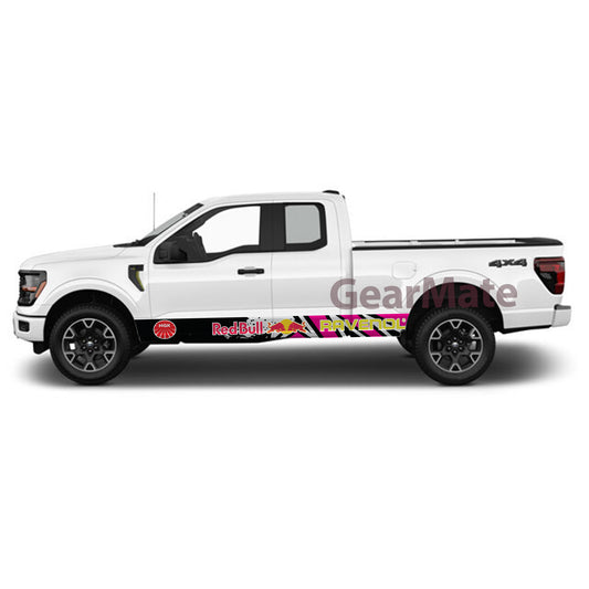 Speed Meets Style Red Bull Rocker Panel Graphic Decal Kit (Left & Right Sides) - High Quality Vinyl for Trucks & SUVs