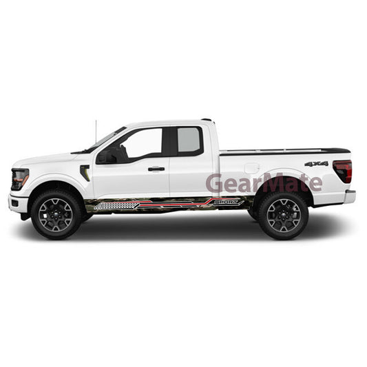 Camouflage Stripe Sport Rocker Panel Graphic Decal Kit (Left & Right Sides) - High Quality Vinyl for Trucks & SUVs