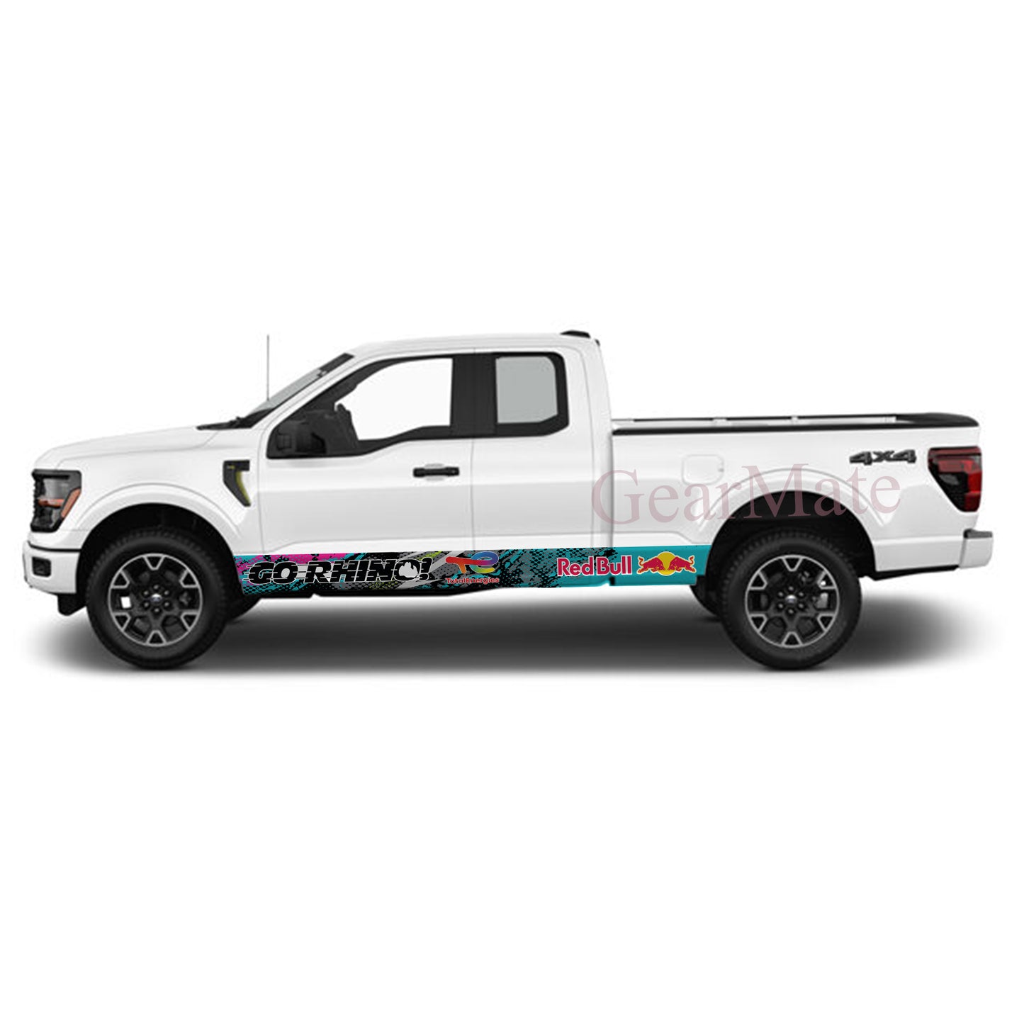 Speed Light Blue Total Energies Rocker Panel Graphic Decal Kit (Left & Right Sides) - High Quality Vinyl for Trucks & SUVs