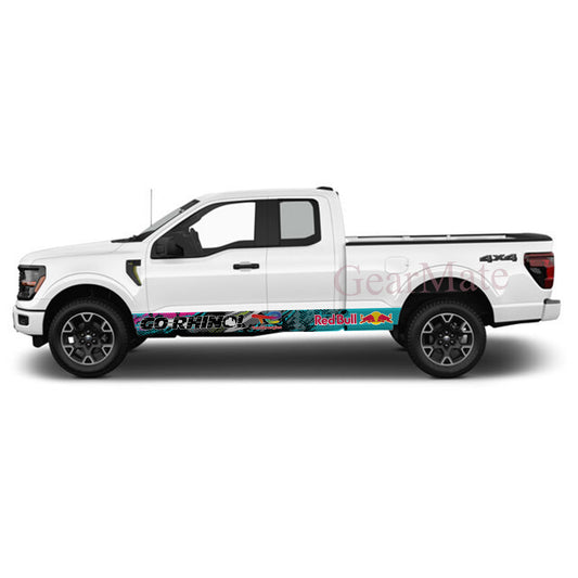 Speed Light Blue Total Energies Rocker Panel Graphic Decal Kit (Left & Right Sides) - High Quality Vinyl for Trucks & SUVs