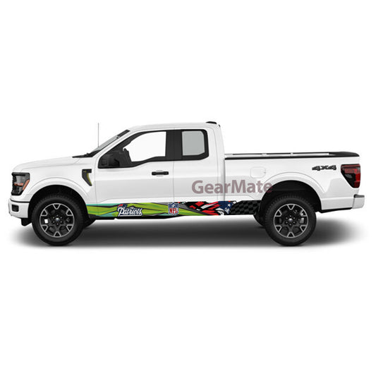 NFL New England Patriots Rocker Panel Graphic Decal Kit (Left & Right Sides) - High Quality Vinyl for Trucks & SUVs