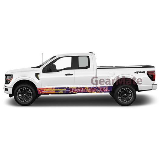 Rugged Raw Real Rocker Panel Graphic Decal Kit (Left & Right Sides) - High Quality Vinyl for Trucks & SUVs