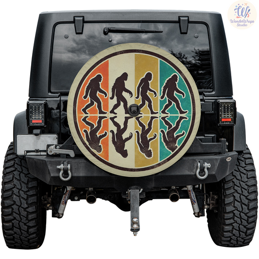 Four Bigfoot Silhouettes Spare Tire Cover – Waterproof UV Resistant Protector with Camera Hole