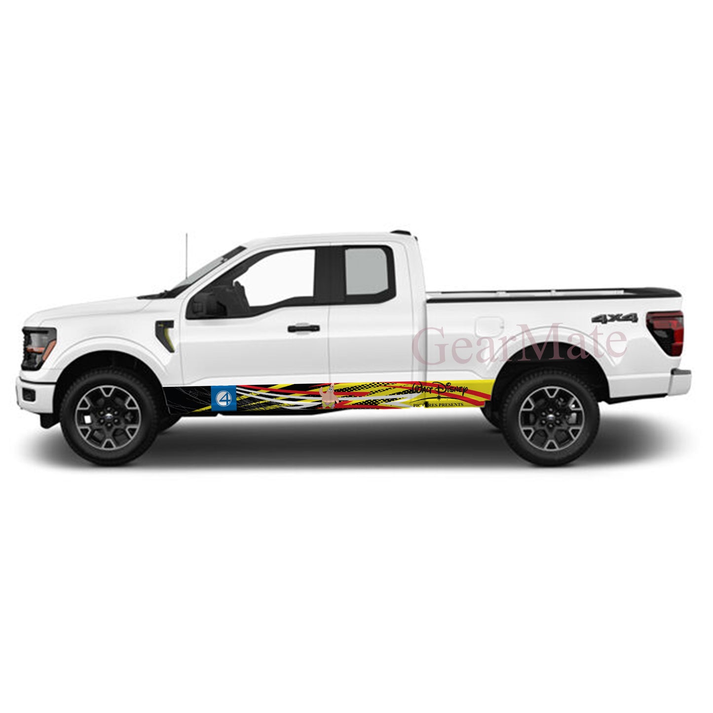 Turbocharged Style Patrick Star Rocker Panel Graphic Decal Kit (Left & Right Sides) - High Quality Vinyl for Trucks & SUVs