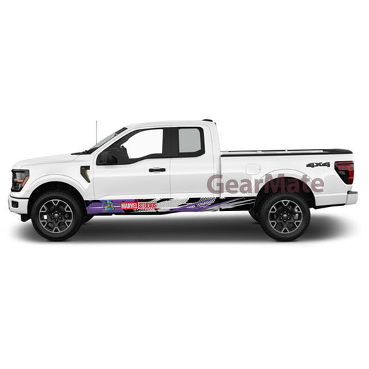 Racing Grunge Marvel Wolverine Rocker Panel Graphic Decal Kit (Left & Right Sides) - High Quality Vinyl for Trucks & SUVs