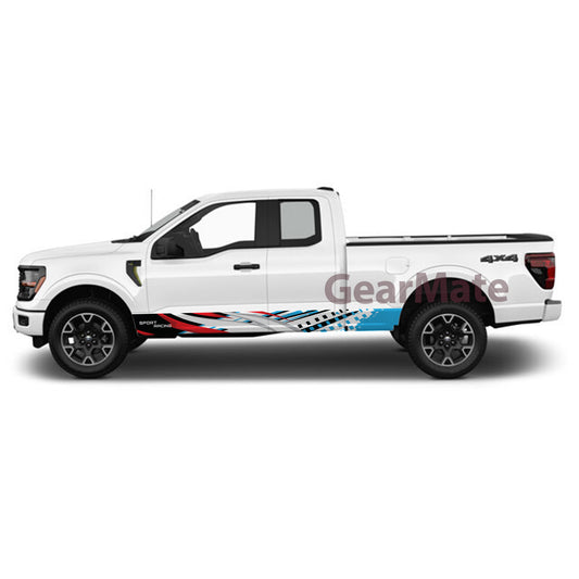 Sport Racing RB Rocker Panel Graphic Decal Kit (Left & Right Sides) - High Quality Vinyl for Trucks & SUVs