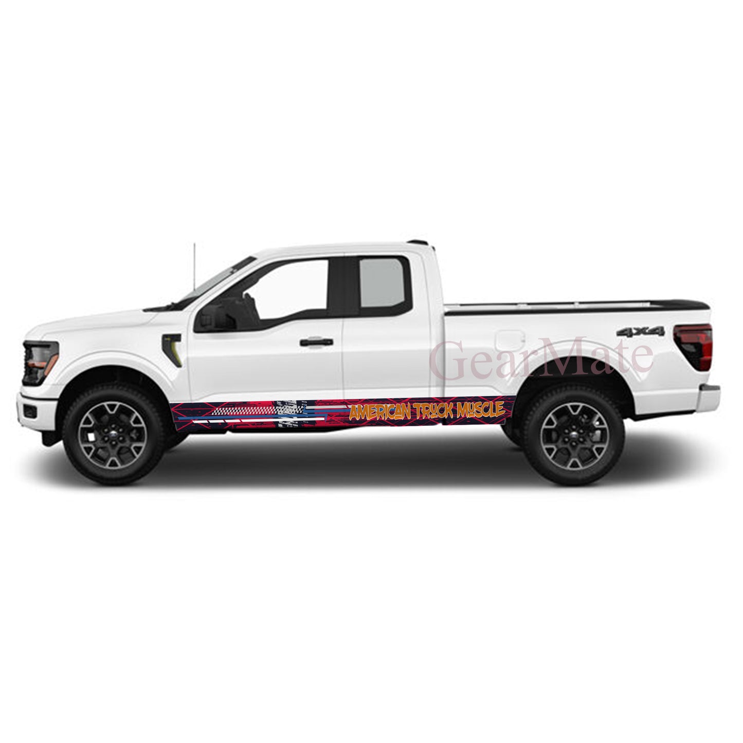American Truck Muscle Rocker Panel Graphic Decal Kit (Left & Right Sides) - High Quality Vinyl for Trucks & SUVs
