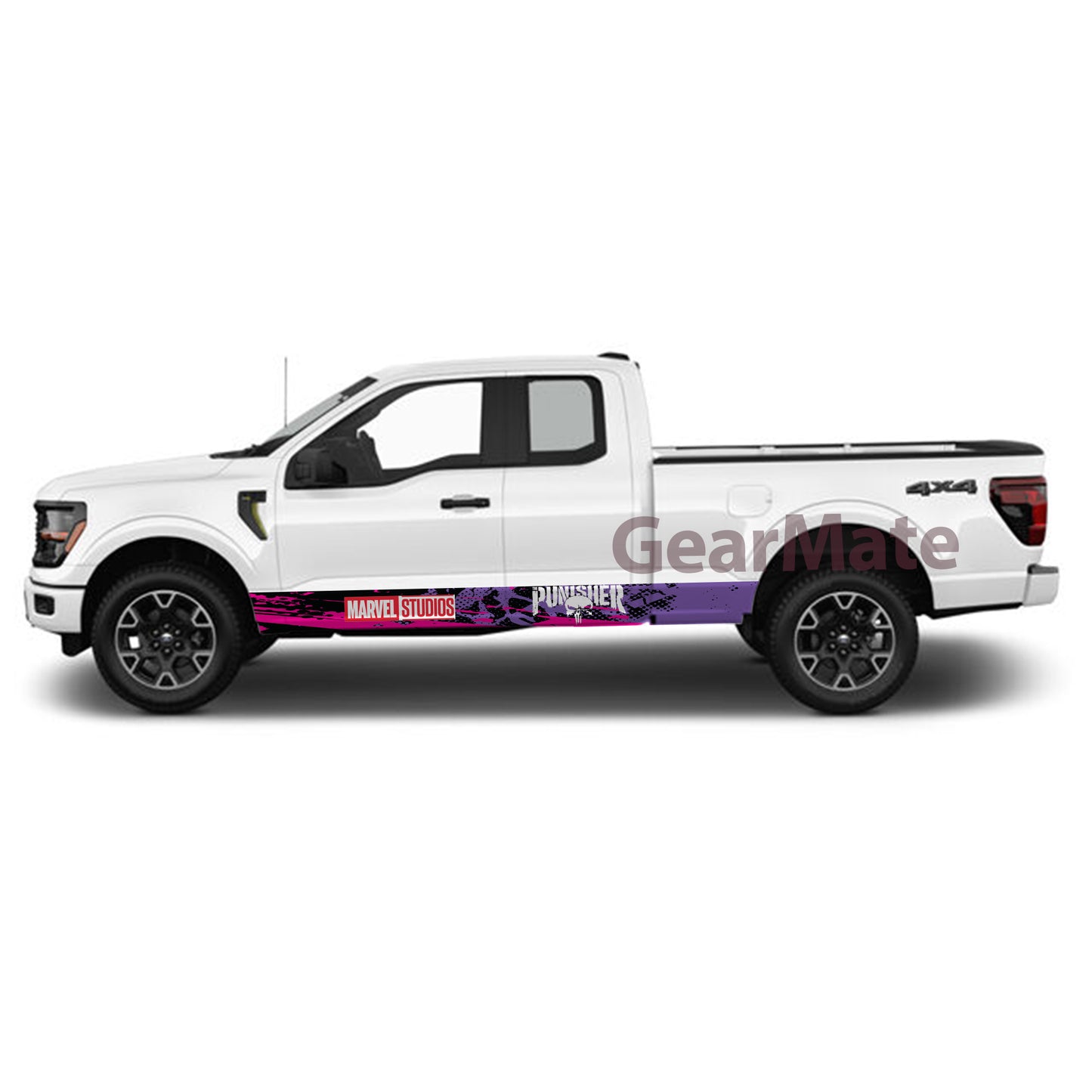 Sport Marvel The Punisher Rocker Panel Graphic Decal Kit (Left & Right Sides) - High Quality Vinyl for Trucks & SUVs