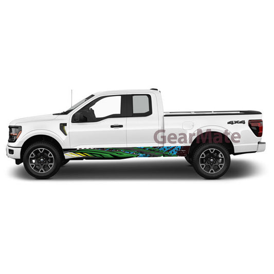 Racing Snake Green Panel Graphic Decal Kit (Left & Right Sides) - High Quality Vinyl for Trucks & SUVs