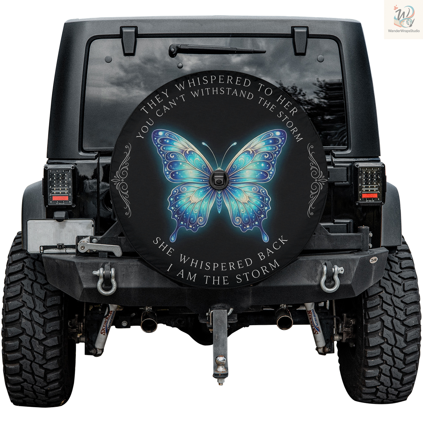 Butterfly I Am The Stom Spare Tire Cover – Waterproof UV Resistant Protector with Camera Hole