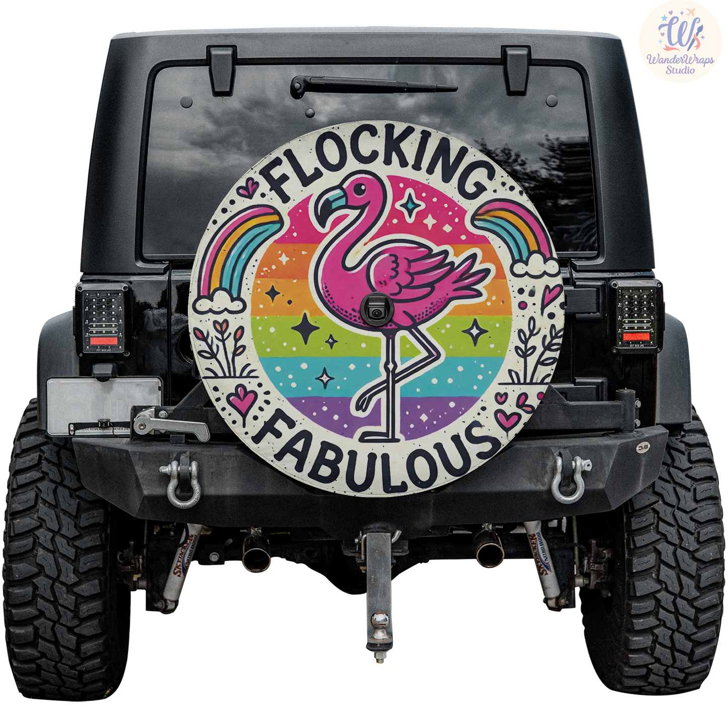 Flocking Fabulous Spare Tire Cover – Waterproof UV Resistant Protector with Camera Hole