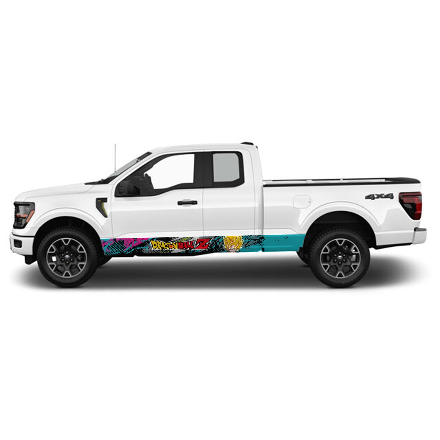 Speed Light Blue Dragon Ball Z Goku Rocker Panel Graphic Decal Kit (Left & Right Sides) - High Quality Vinyl for Trucks & SUVs