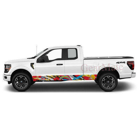 NFL Los Angeles Chargers Rocker Panel Graphic Decal Kit (Left & Right Sides) - High Quality Vinyl for Trucks & SUVs