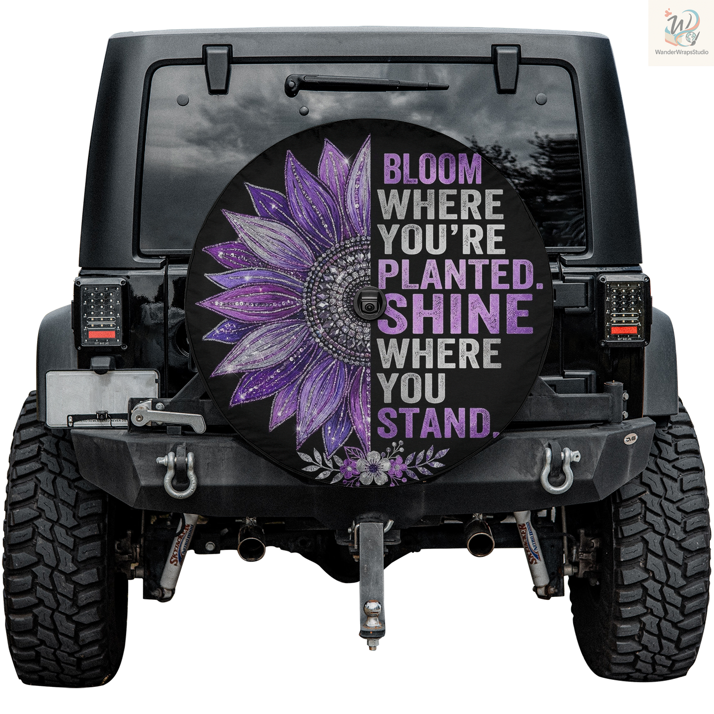 Bloom Where You're Planted Spare Tire Cover – Waterproof UV Resistant Protector with Camera Hole