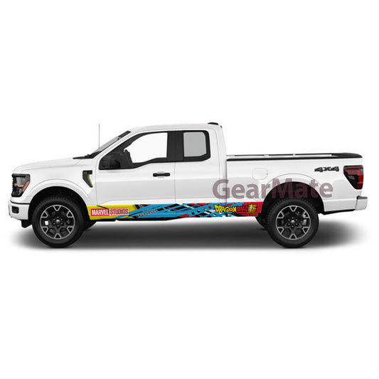 Racing YBR Marvel Dragon Ball Super Rocker Panel Graphic Decal Kit (Left & Right Sides) - High Quality Vinyl for Trucks & SUVs