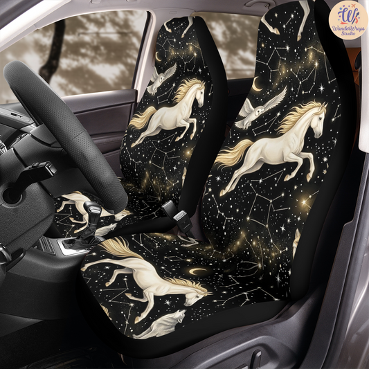 Celestial Constellation Horses Car Seat Covers – High Quality Graphic and Polar Fleece Protector Set