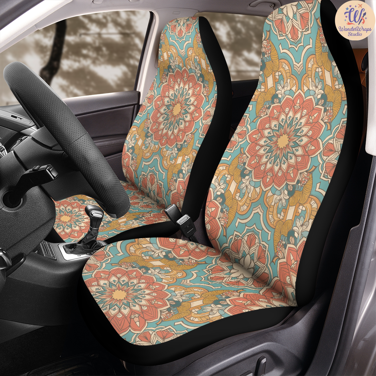 Bohemian Mandala Mosaic Car Seat Covers – High Quality Graphic and Polar Fleece Protector Set