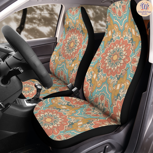 Bohemian Mandala Mosaic Car Seat Covers – High Quality Graphic and Polar Fleece Protector Set