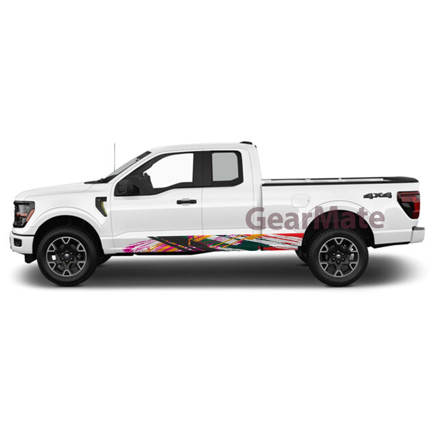 Sport White Black Rocker Panel Graphic Decal Kit (Left & Right Sides) - High Quality Vinyl for Trucks & SUVs