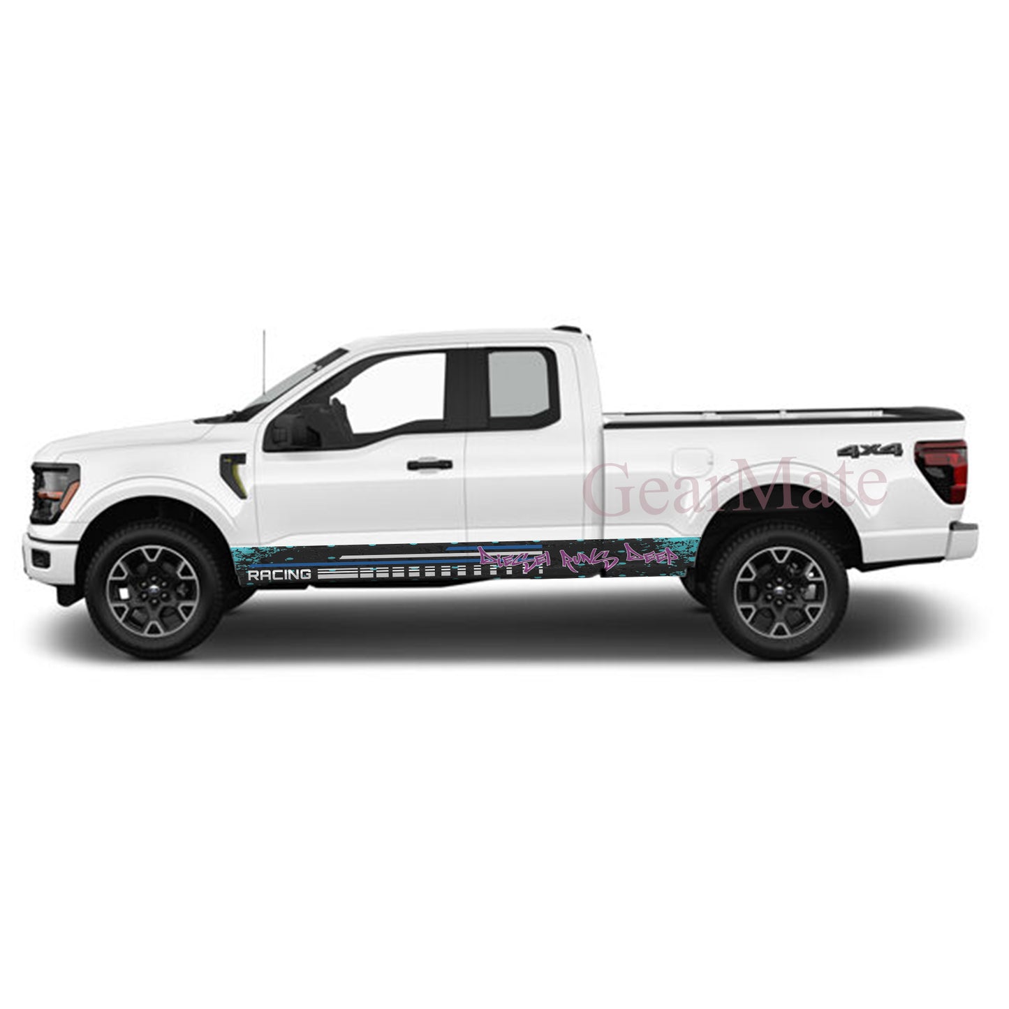 Diesel Runs Deep Rocker Panel Graphic Decal Kit (Left & Right Sides) - High Quality Vinyl for Trucks & SUVs
