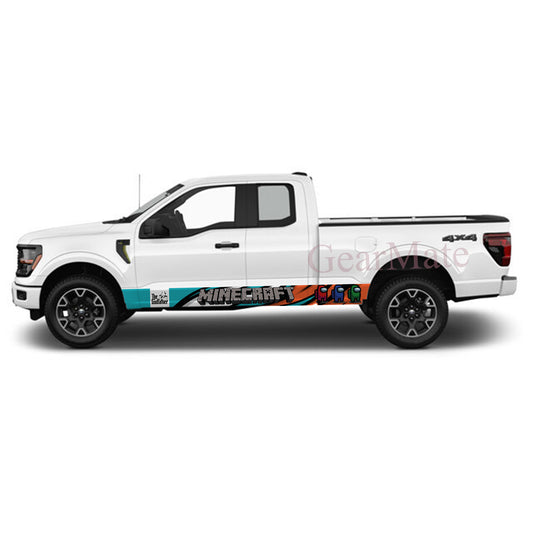 Minecraft Games Rocker Panel Graphic Decal Kit (Left & Right Sides) - High Quality Vinyl for Trucks & SUVs