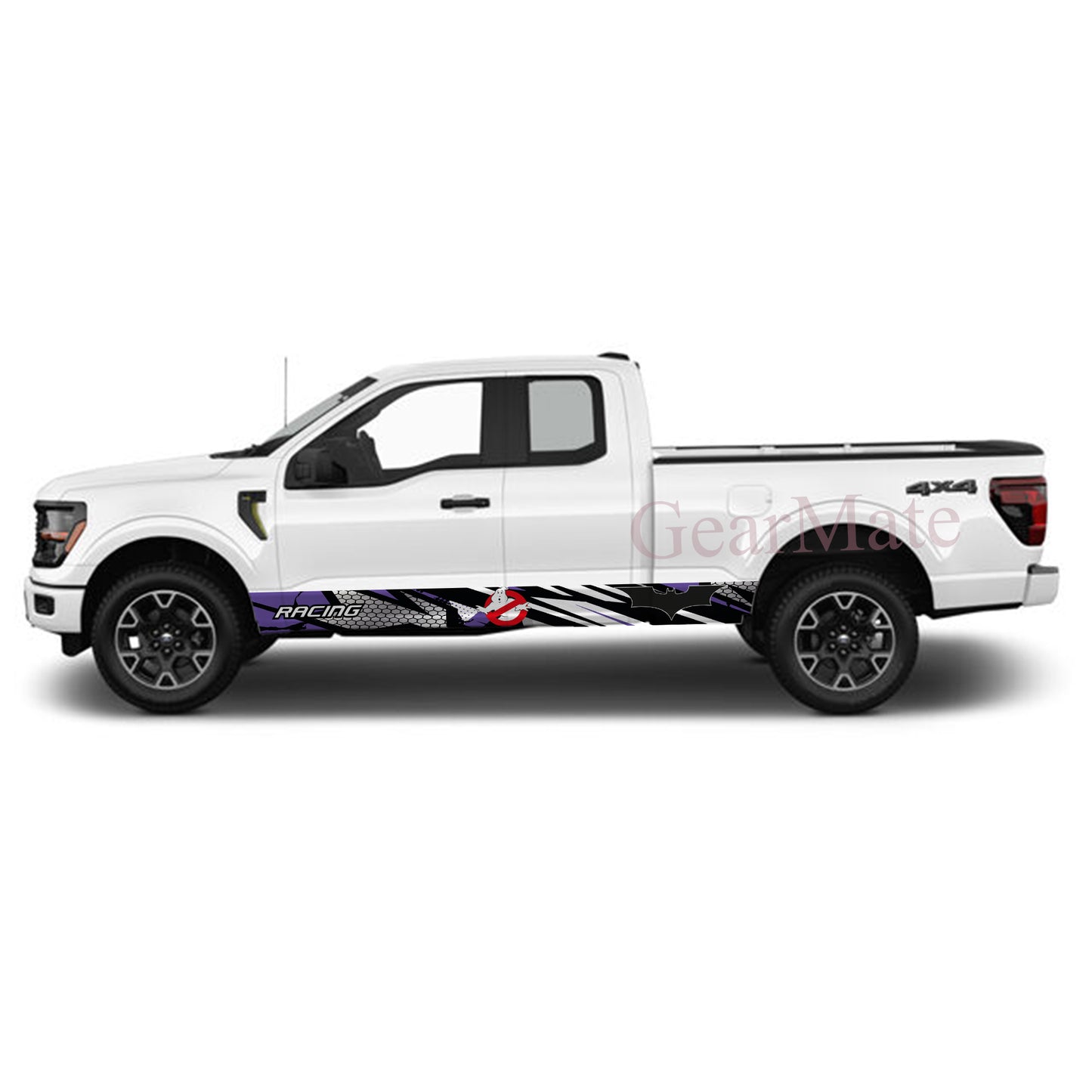 Sport Purple Ghost Busters Rocker Panel Graphic Decal Kit (Left & Right Sides) - High Quality Vinyl for Trucks & SUVs