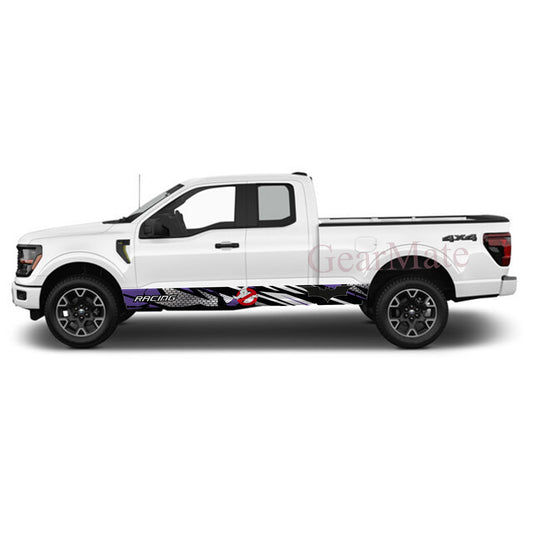 Sport Purple Ghost Busters Rocker Panel Graphic Decal Kit (Left & Right Sides) - High Quality Vinyl for Trucks & SUVs