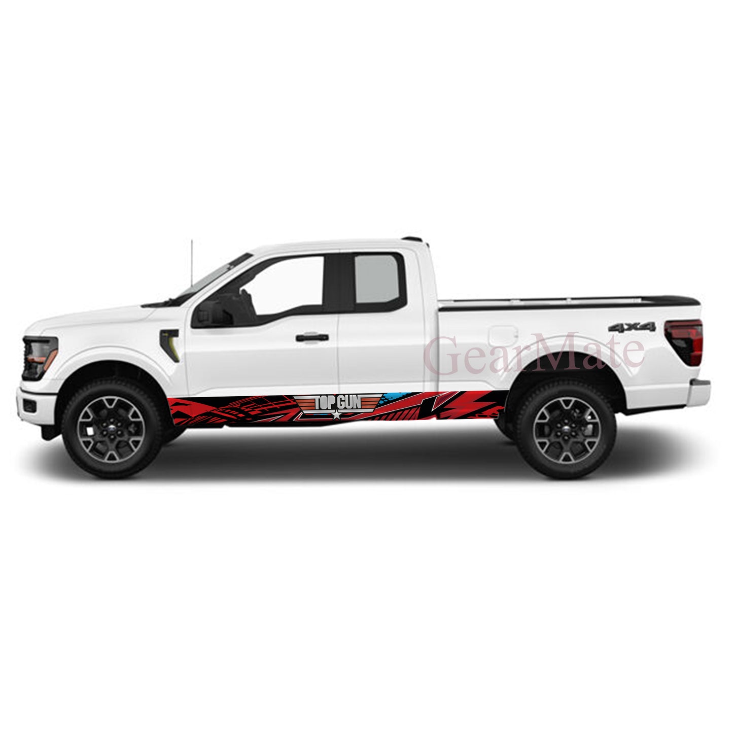 Racing RB Top Gun Rocker Panel Graphic Decal Kit (Left & Right Sides) - High Quality Vinyl for Trucks & SUVs