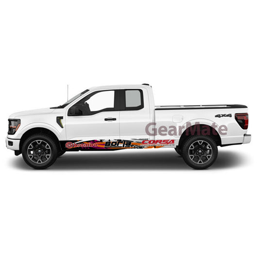 Racing Pink Brembo Rocker Panel Graphic Decal Kit (Left & Right Sides) - High Quality Vinyl for Trucks & SUVs