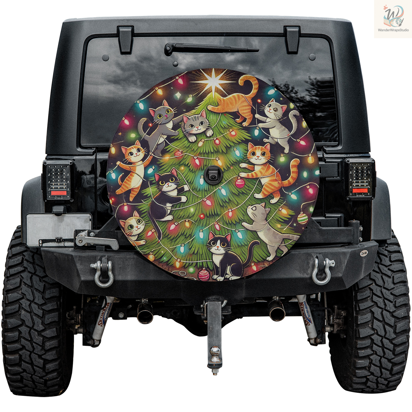 Cat Christmas Tree Spare Tire Cover – Waterproof UV Resistant Protector with Camera Hole