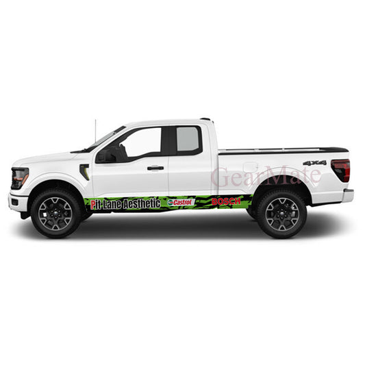 Pit Lane Aesthetic Castrol Rocker Panel Graphic Decal Kit (Left & Right Sides) - High Quality Vinyl for Trucks & SUVs