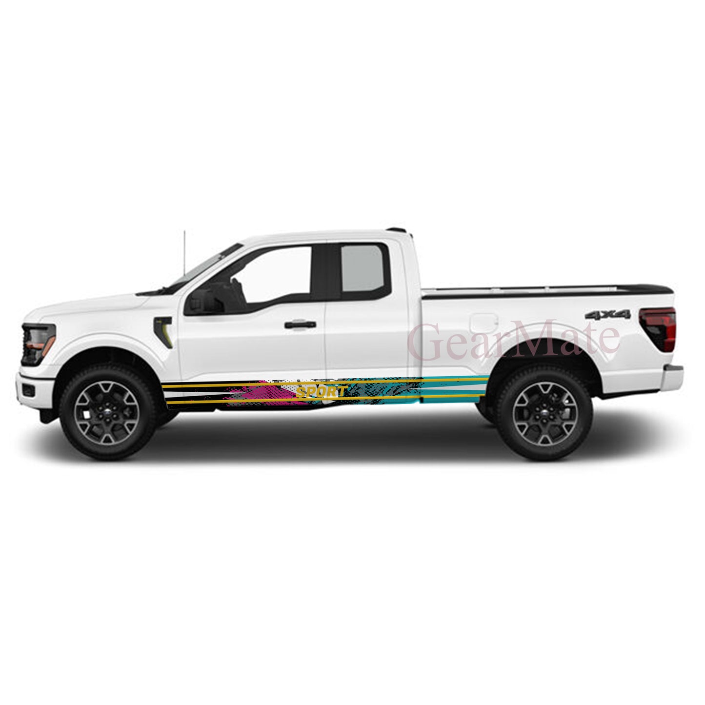 Sport Pink Green Panel Graphic Decal Kit (Left & Right Sides) - High Quality Vinyl for Trucks & SUVs