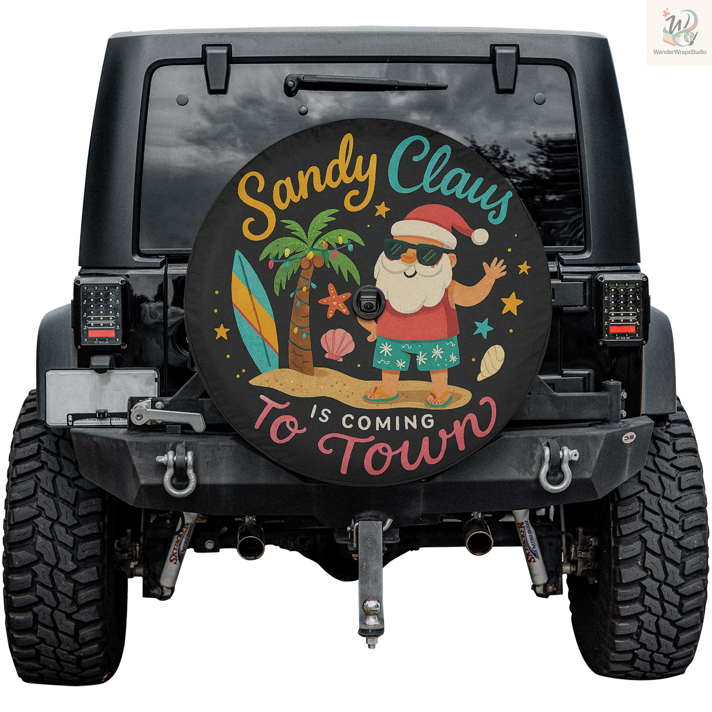 Sandy Claus Spare Tire Cover – Waterproof UV Resistant Protector with Camera Hole