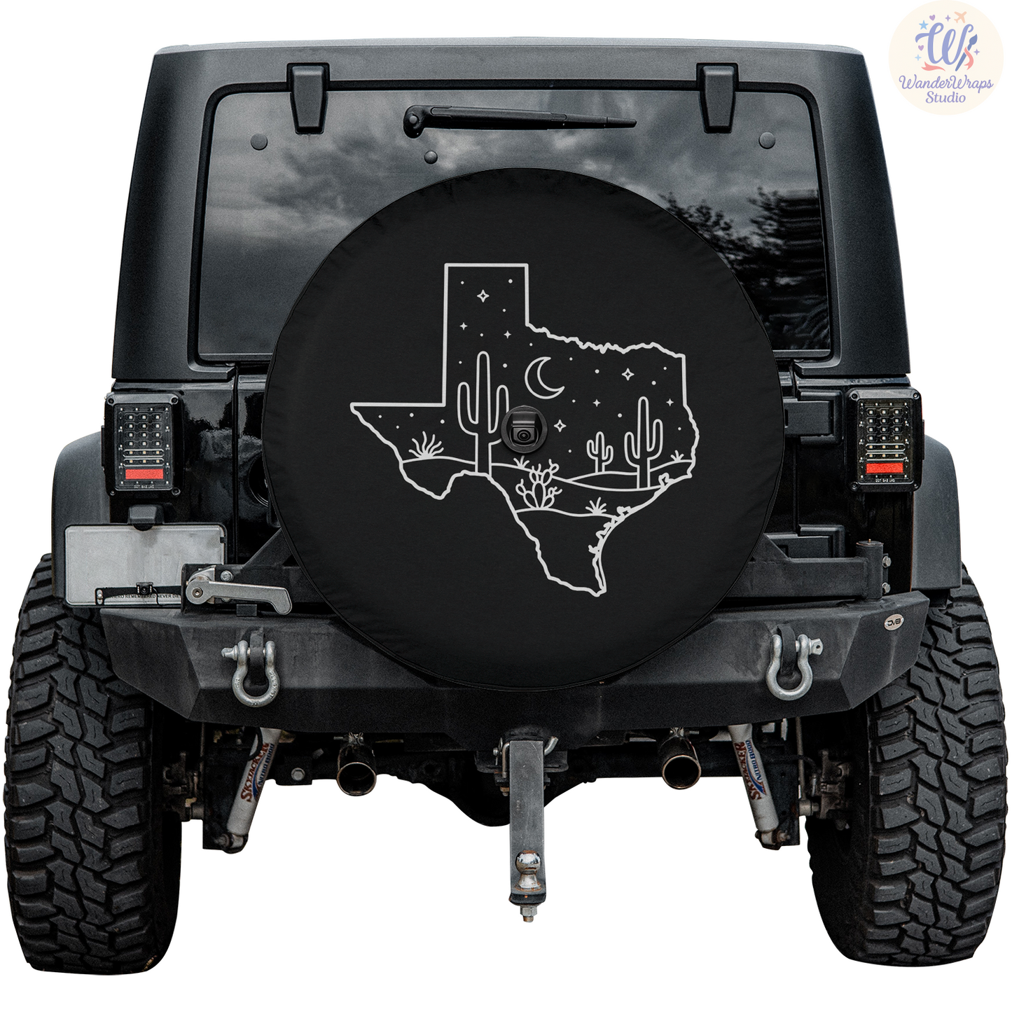 Texas Night Desert Spare Tire Cover – Waterproof UV Resistant Protector with Camera Hole