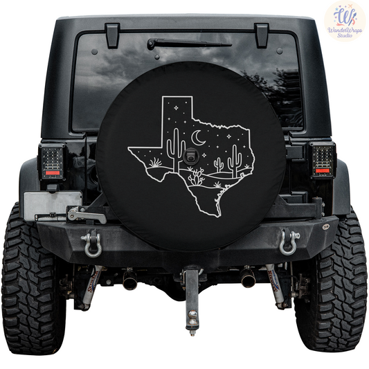 Texas Night Desert Spare Tire Cover – Waterproof UV Resistant Protector with Camera Hole
