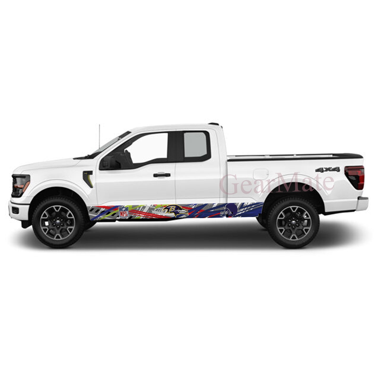 NFL Baltimore Ravens Rocker Panel Graphic Decal Kit (Left & Right Sides) - High Quality Vinyl for Trucks & SUVs