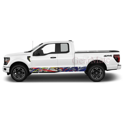 NFL Baltimore Ravens Rocker Panel Graphic Decal Kit (Left & Right Sides) - High Quality Vinyl for Trucks & SUVs