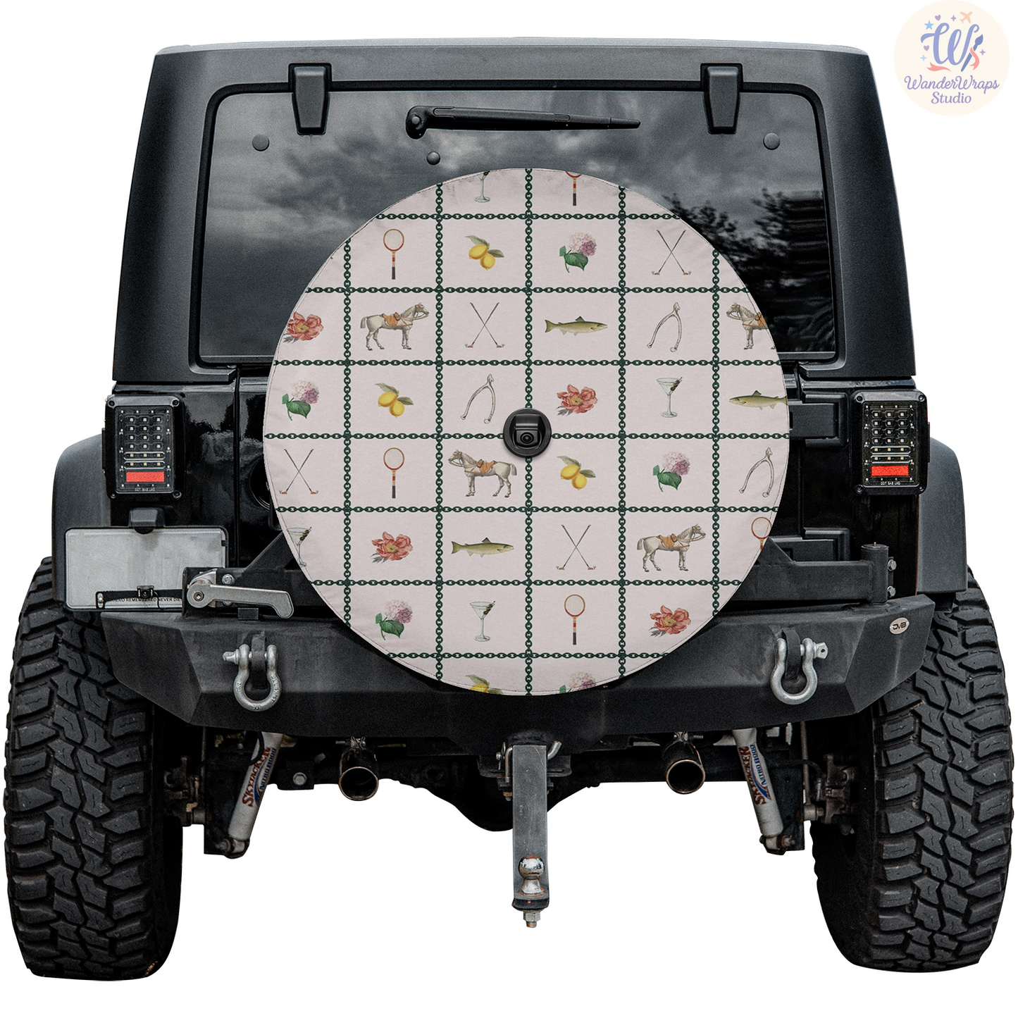 Luxury Equestrian Spare Tire Cover – Waterproof UV Resistant Protector with Camera Hole