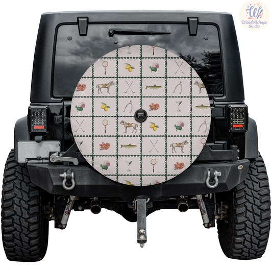 Luxury Equestrian Spare Tire Cover – Waterproof UV Resistant Protector with Camera Hole