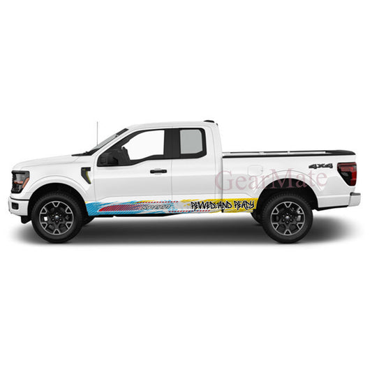 Revved and Ready Rocker Panel Graphic Decal Kit (Left & Right Sides) - High Quality Vinyl for Trucks & SUVs