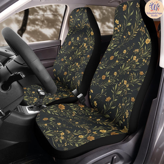 Moody Botanical Wildflower Car Seat Covers – High Quality Graphic and Polar Fleece Protector Set
