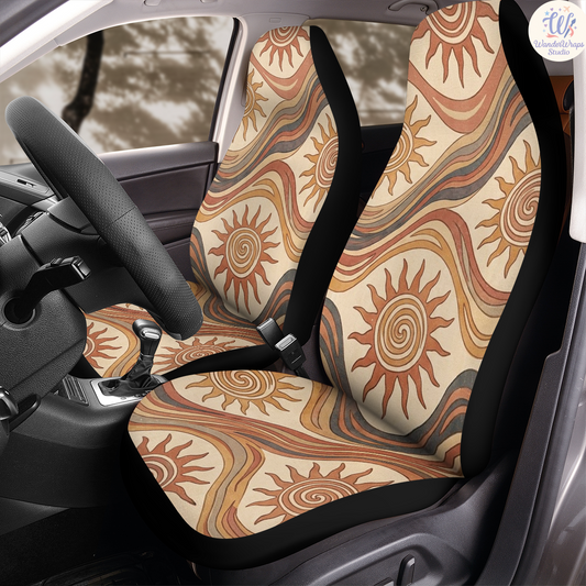 Bohemian Sun Car Seat Covers – High Quality Graphic and Polar Fleece Protector Set