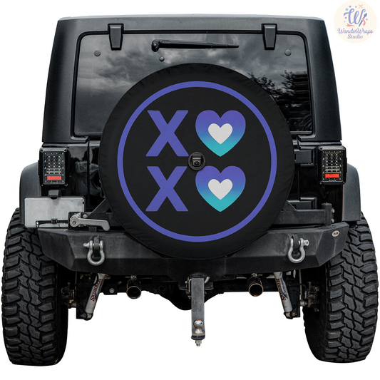 XOXO Purple Teal Spare Tire Cover – Waterproof UV Resistant Protector with Camera Hole