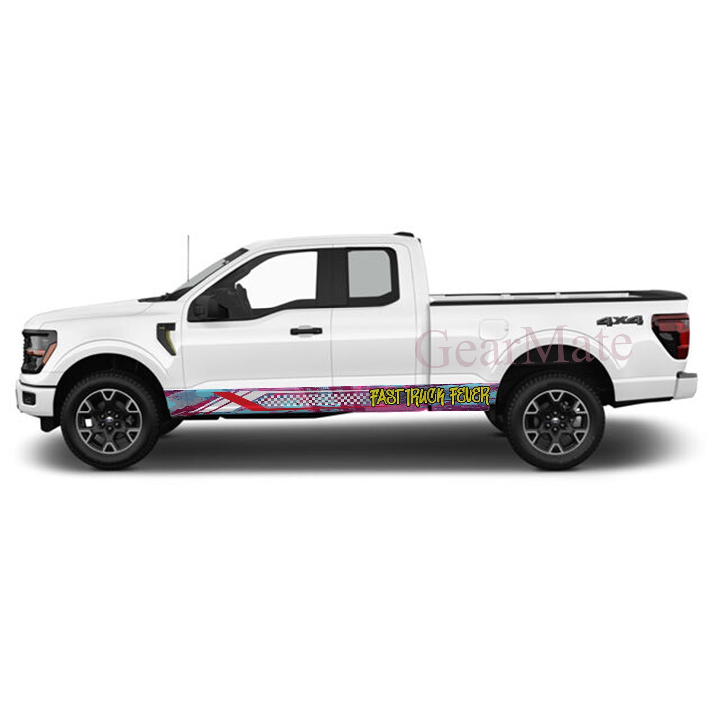 Fast Truck Fever Rocker Panel Graphic Decal Kit (Left & Right Sides) - High Quality Vinyl for Trucks & SUVs