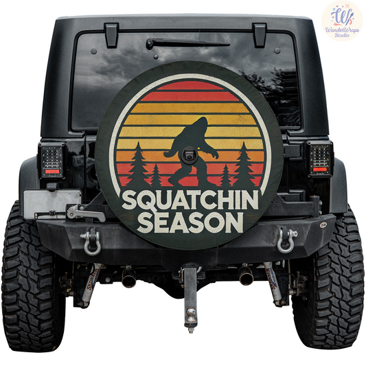 Squatchin Season Spare Tire Cover – Waterproof UV Resistant Protector with Camera Hole