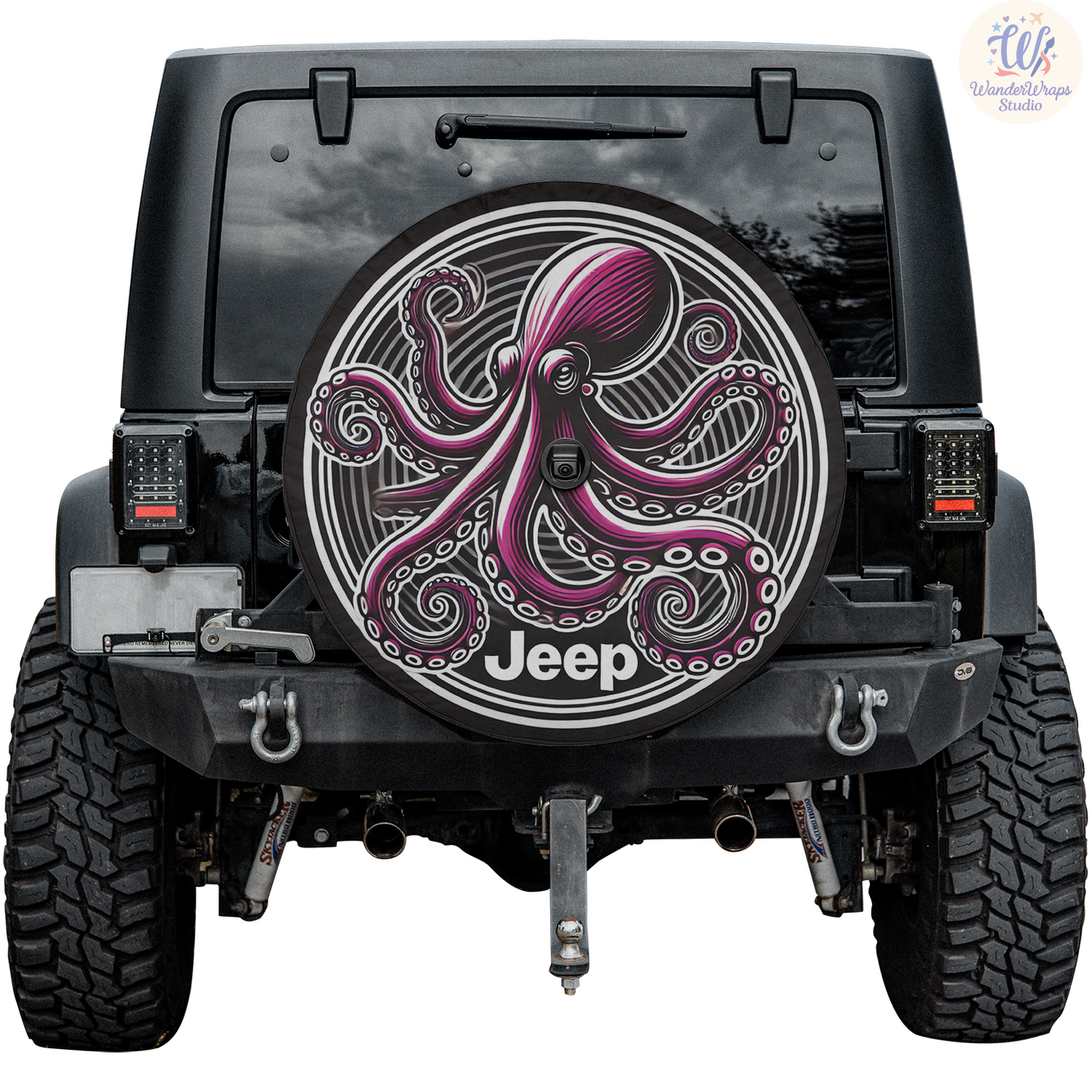 Pink Octopus Spare Tire Cover – Waterproof UV Resistant Protector with Camera Hole