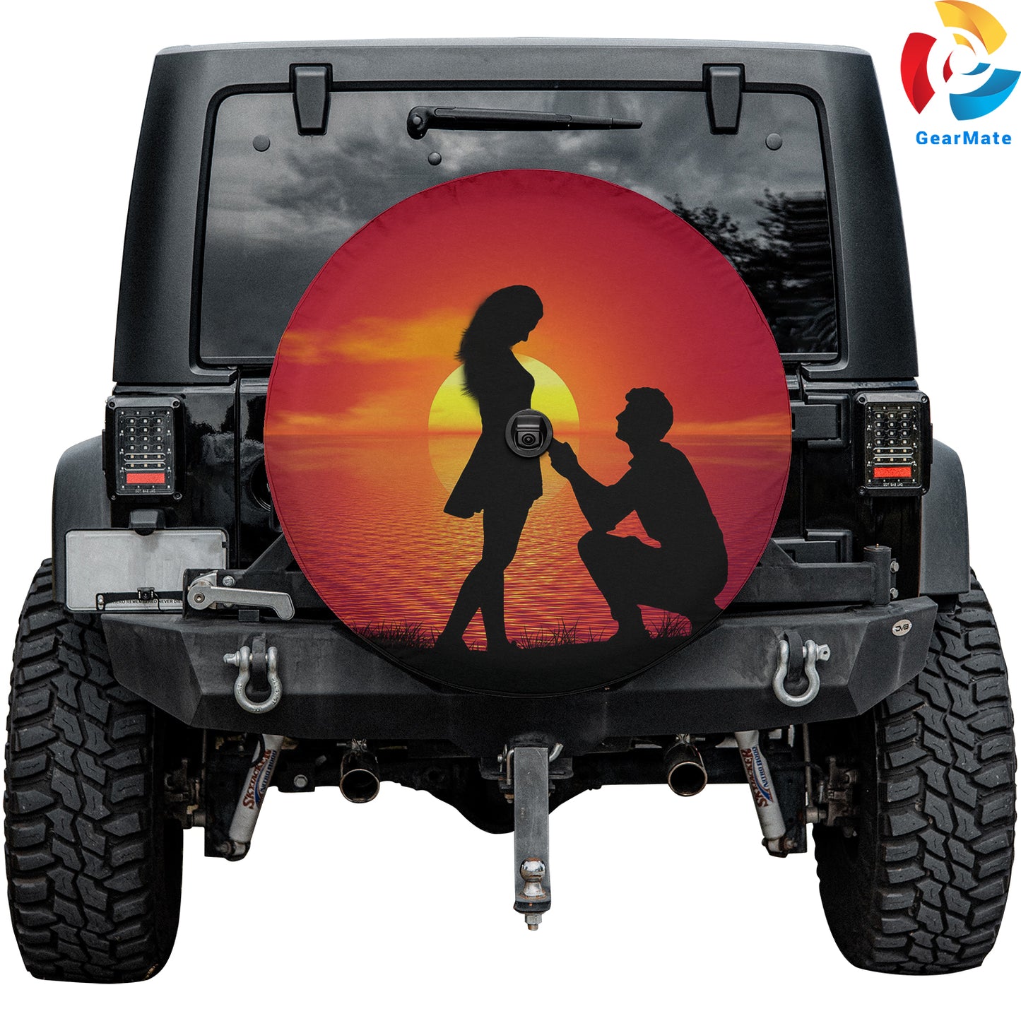 Couple Proposal Spare Tire Cover – Premium Waterproof UV Resistant Protector